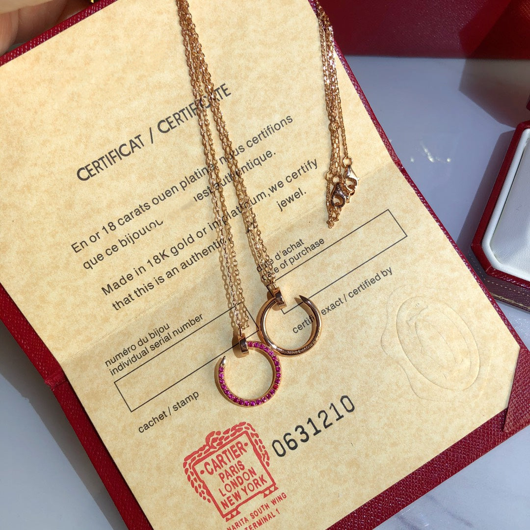 [✨ROSE✨]JUSTE NECKLACE GOLD RED DIAMONDS