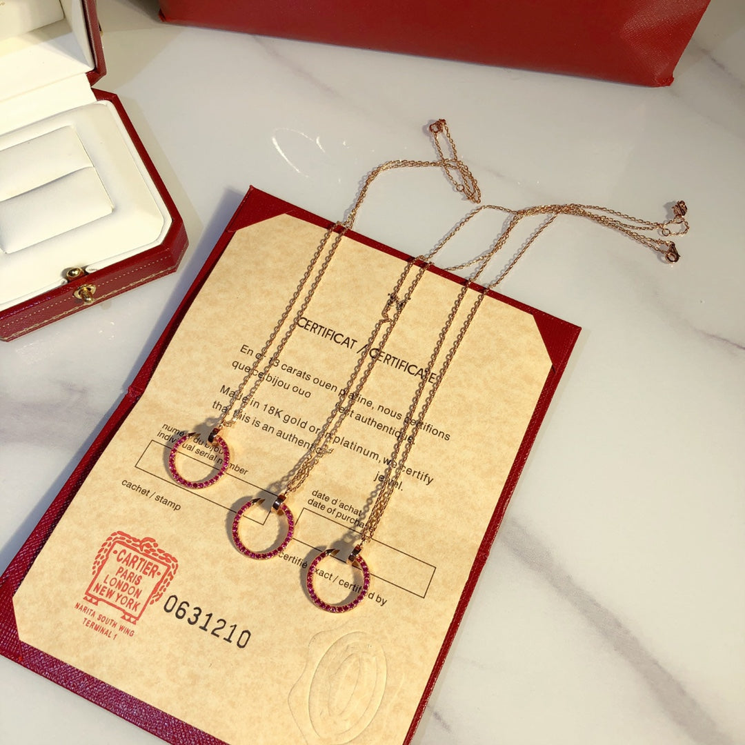 [✨ROSE✨]JUSTE NECKLACE GOLD RED DIAMONDS