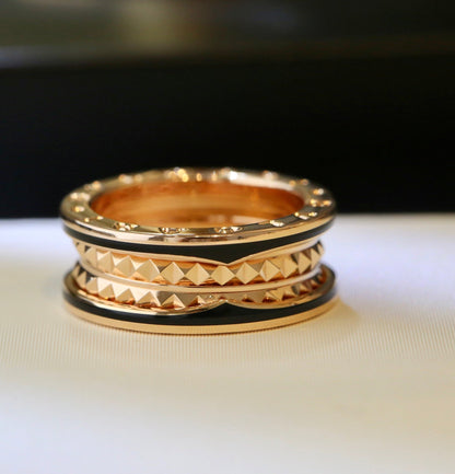 [✨ROSE✨]ZERO 1 PINK GOLD BLACK CERAMIC RING