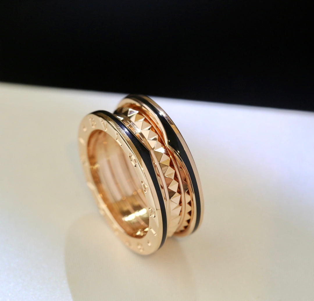 [✨ROSE✨]ZERO 1 PINK GOLD BLACK CERAMIC RING