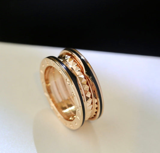 [✨ROSE✨]ZERO 1 PINK GOLD BLACK CERAMIC RING