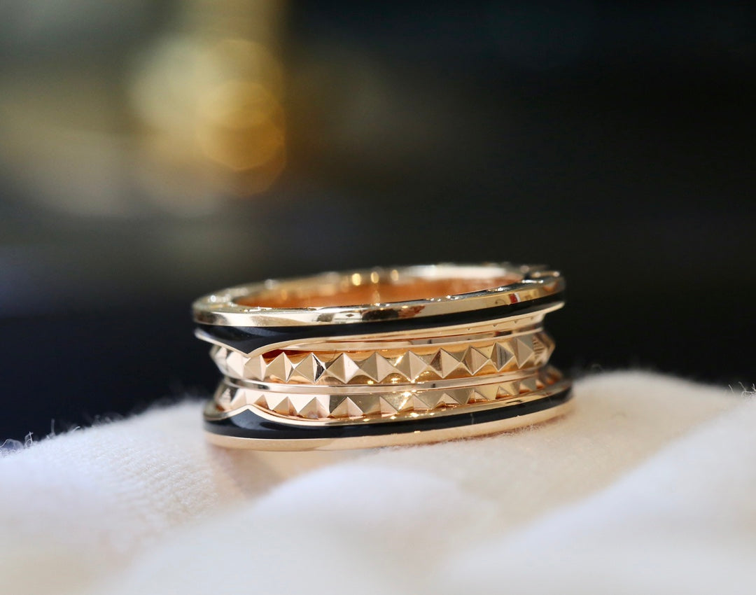 [✨ROSE✨]ZERO 1 PINK GOLD BLACK CERAMIC RING