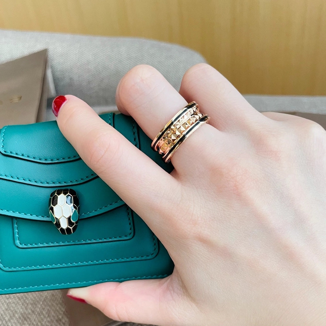 [✨ROSE✨]ZERO 1 PINK GOLD BLACK CERAMIC RING