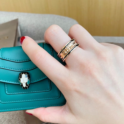 [✨ROSE✨]ZERO 1 PINK GOLD BLACK CERAMIC RING