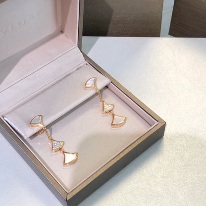 [✨ROSE✨]DREAM EARRINGS 3 MOTIFS DIAMOND MOP PINK GOLD