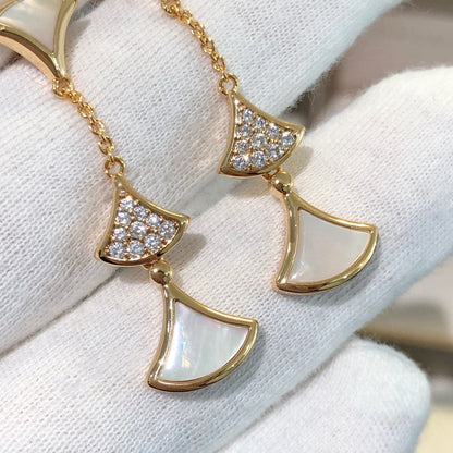 [✨ROSE✨]DREAM EARRINGS 3 MOTIFS DIAMOND MOP PINK GOLD