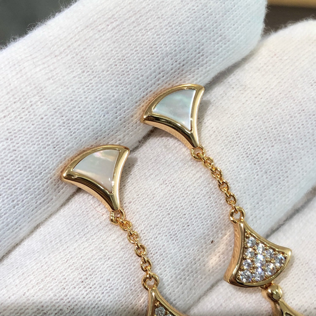 [✨ROSE✨]DREAM EARRINGS 3 MOTIFS DIAMOND MOP PINK GOLD