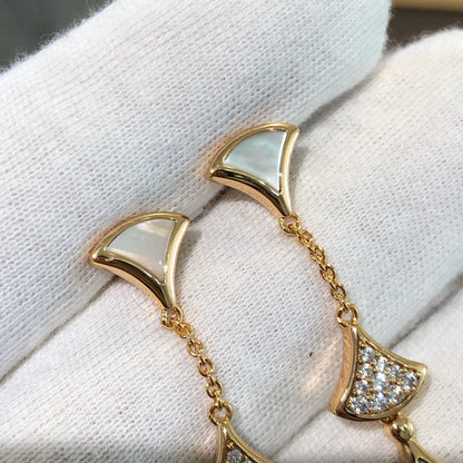 [✨ROSE✨]DREAM EARRINGS 3 MOTIFS DIAMOND MOP PINK GOLD