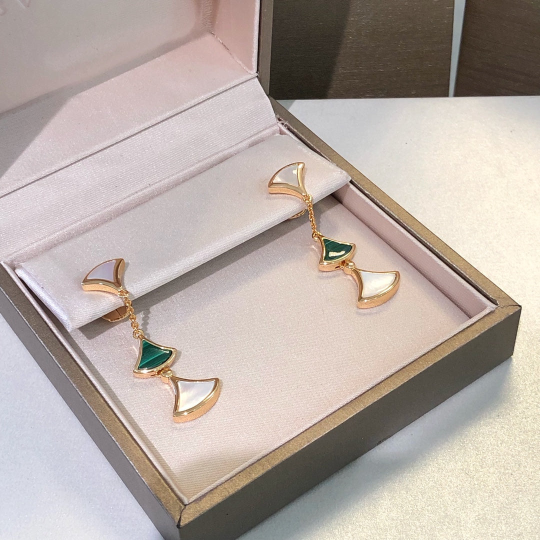 [✨ROSE✨]DREAM EARRINGS 3 MOTIFS MALACHITE MOP PINK GOLD