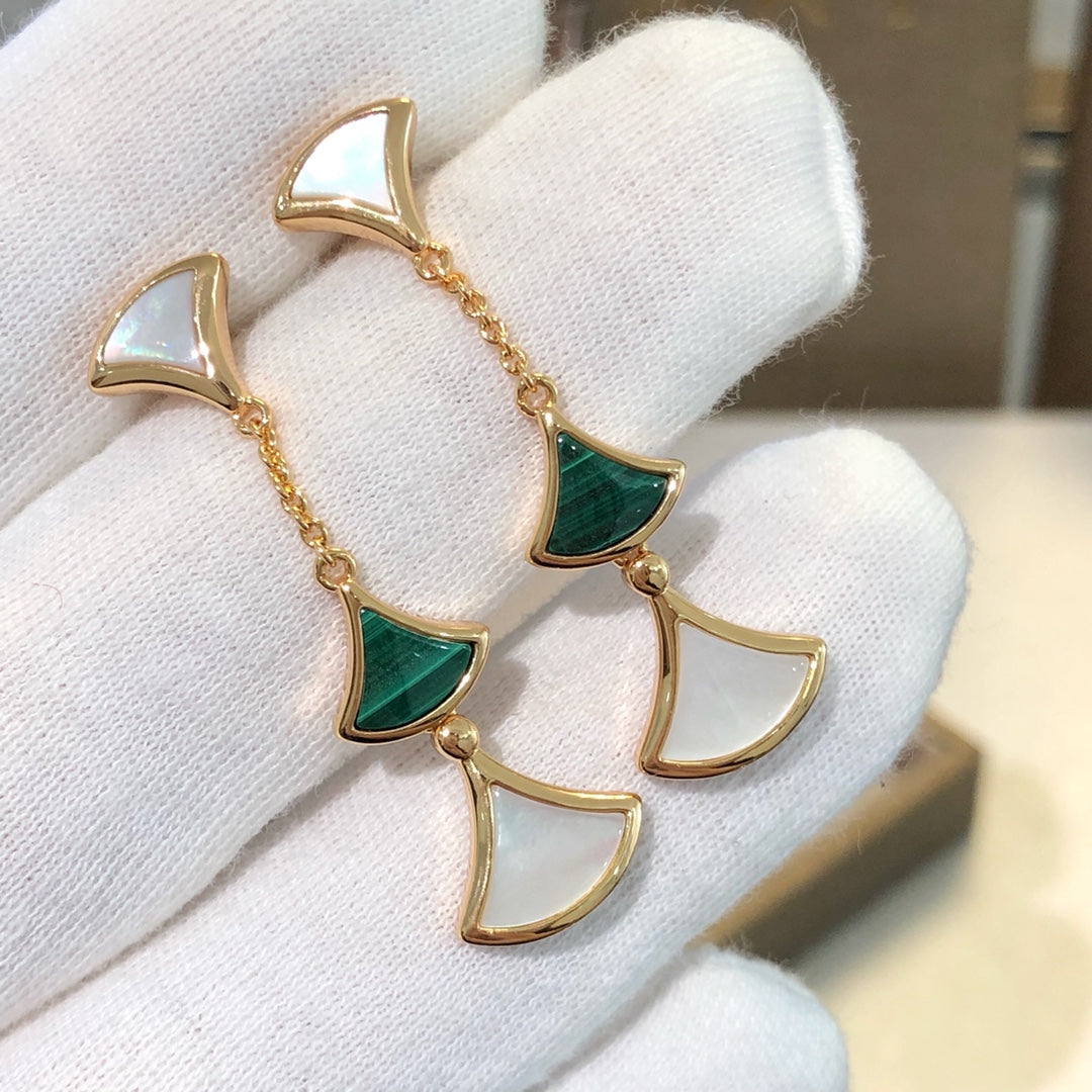 [✨ROSE✨]DREAM EARRINGS 3 MOTIFS MALACHITE MOP PINK GOLD