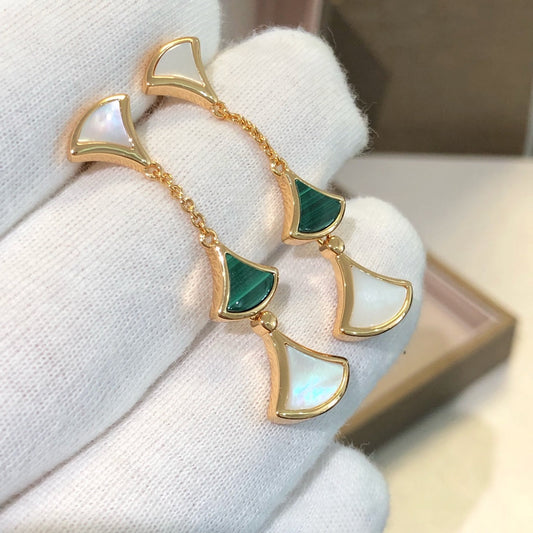 [✨ROSE✨]DREAM EARRINGS 3 MOTIFS MALACHITE MOP PINK GOLD