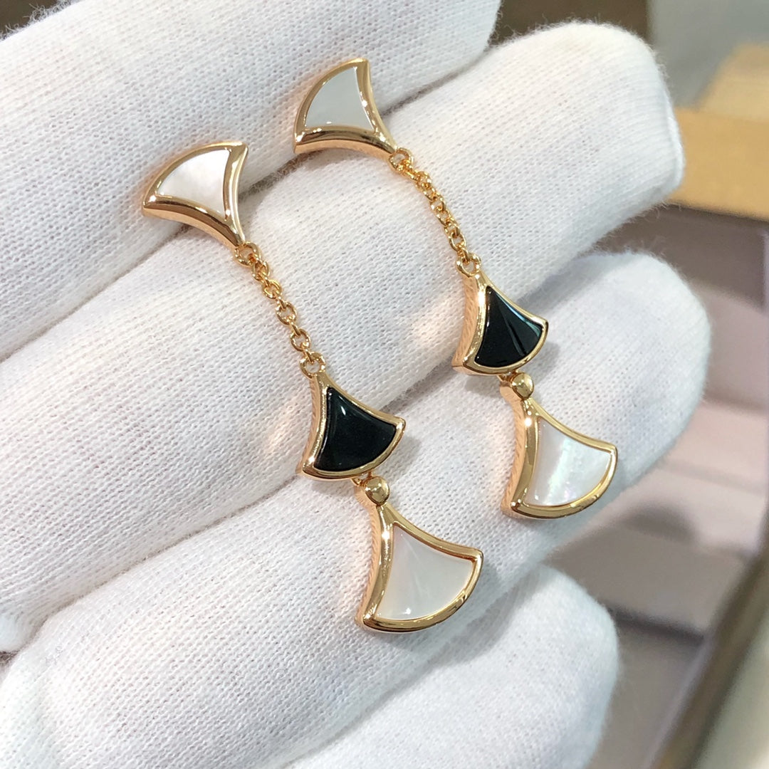 [✨ROSE✨]DREAM EARRINGS 3 MOTIFS ONYX MOP PINK GOLD