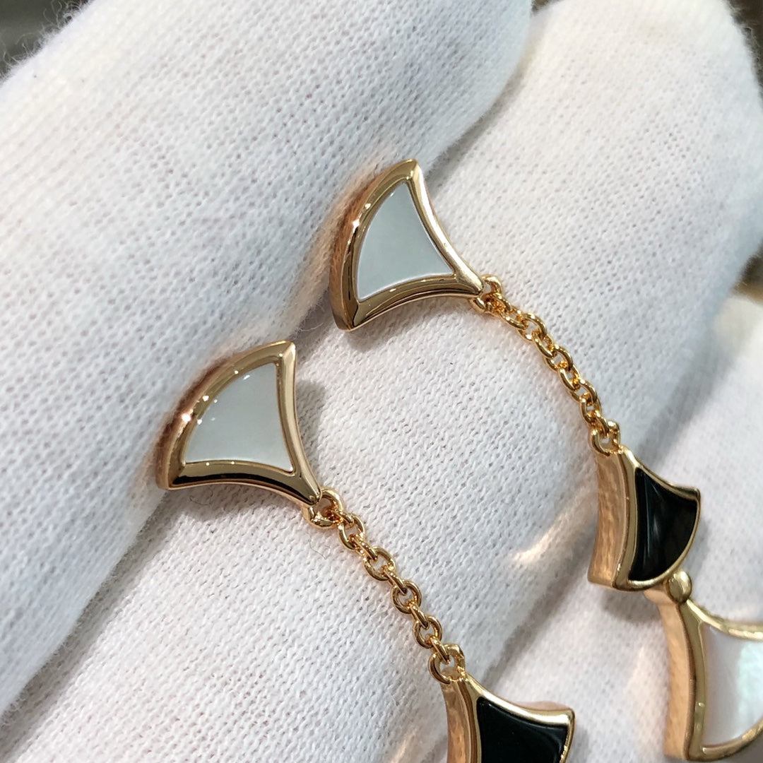 [✨ROSE✨]DREAM EARRINGS 3 MOTIFS ONYX MOP PINK GOLD