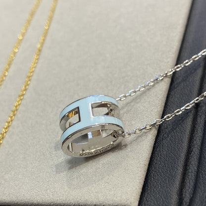 [✨ROSE✨]POP H LIGHT BLUE NECKLACE