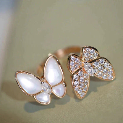 [✨ROSE✨]TWIN BUTTERFLY DIAMOND MOP RING