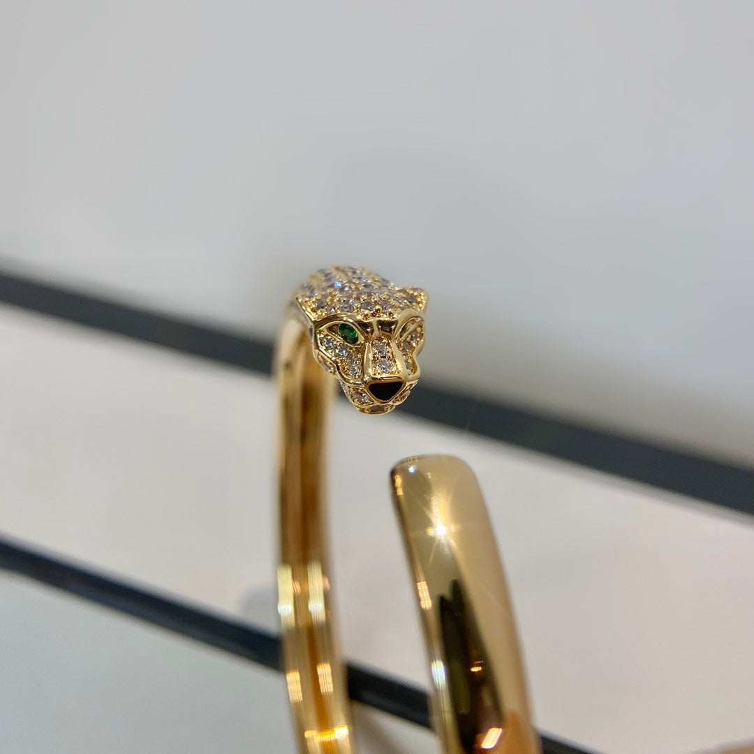 [✨ROSE✨]PANTHERE GOLD DIAMOND OPEN BRACELET