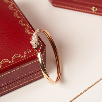 [✨ROSE✨]PANTHERE ROSE GOLD DIAMOND OPEN BRACELET