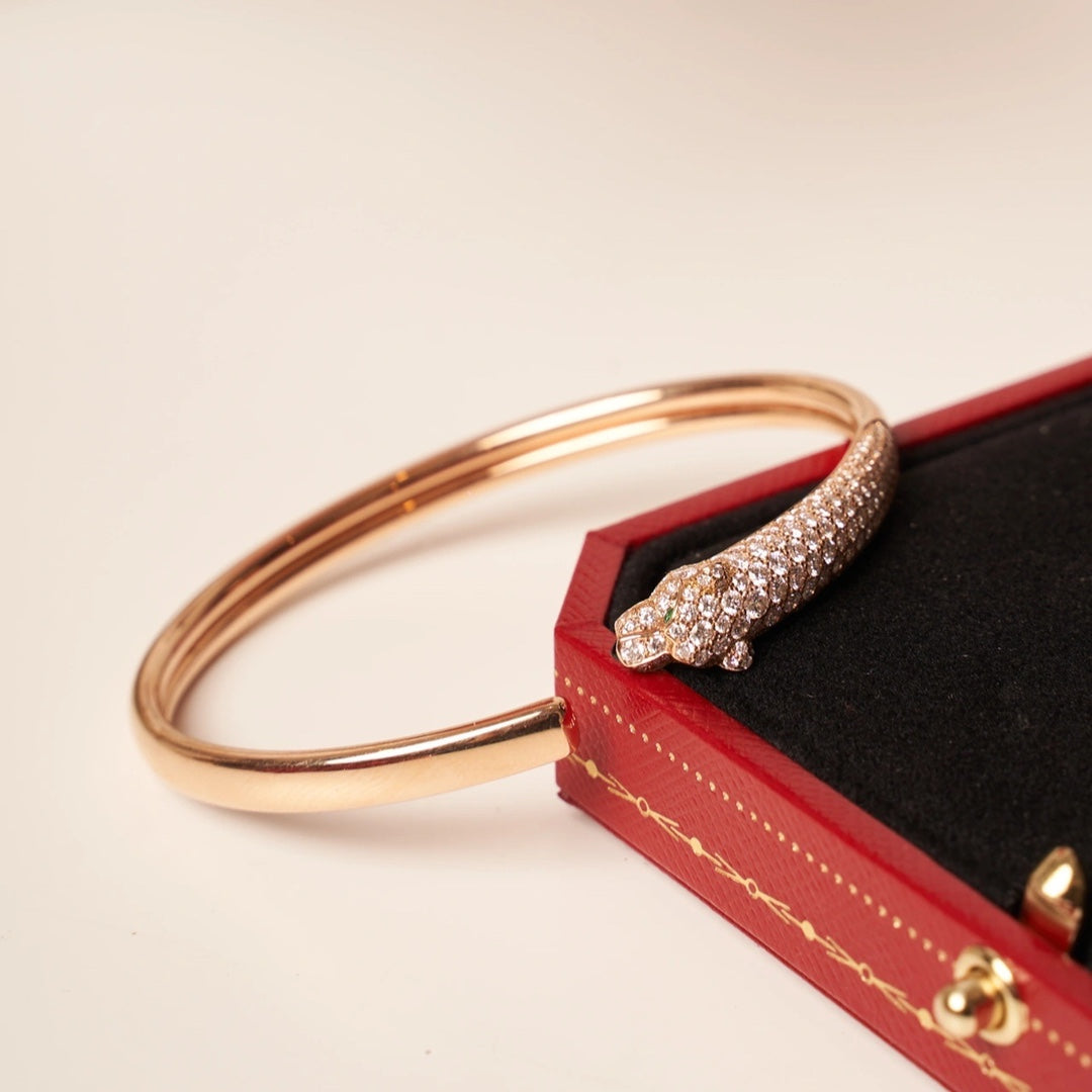 [✨ROSE✨]PANTHERE ROSE GOLD DIAMOND OPEN BRACELET