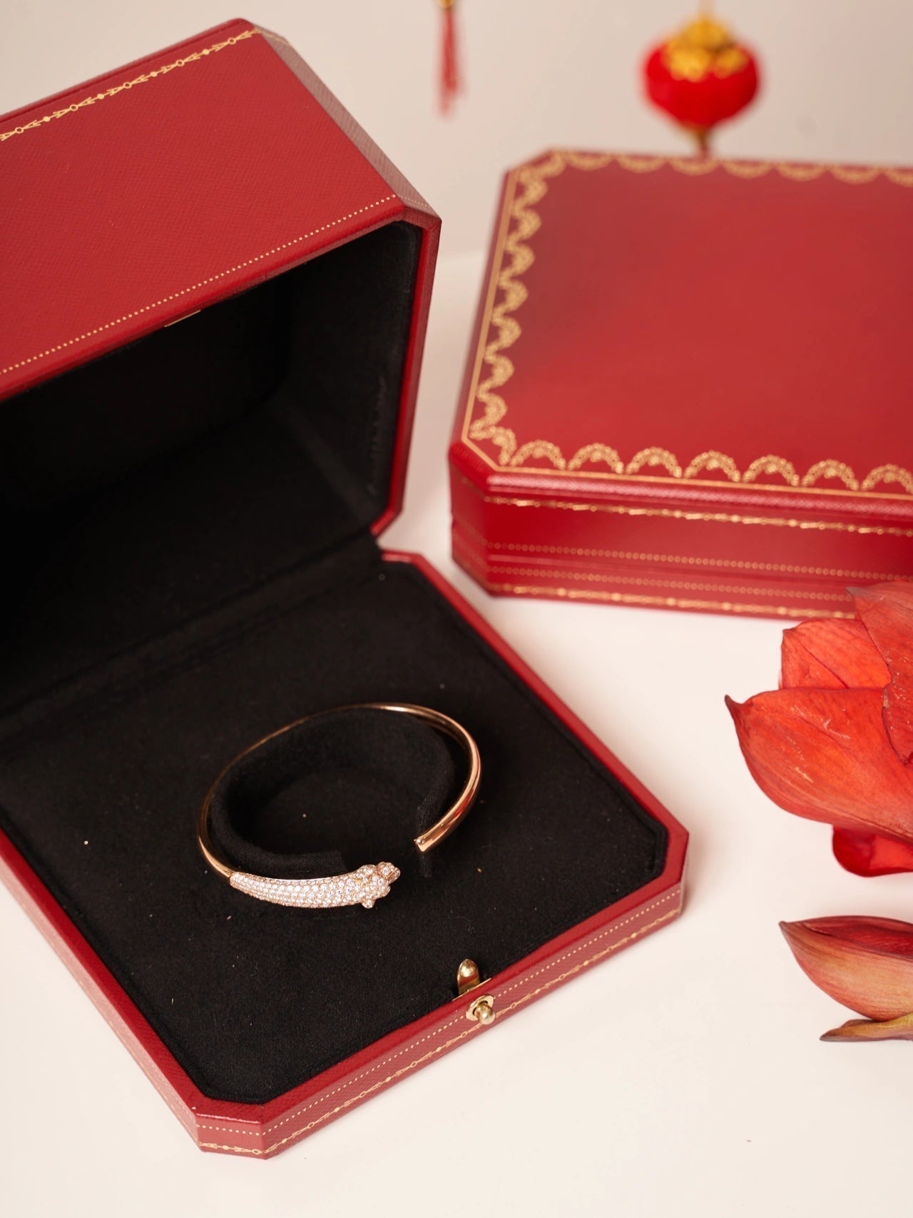 [✨ROSE✨]PANTHERE ROSE GOLD DIAMOND OPEN BRACELET