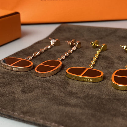 [✨ROSE✨]CHAINE VERSO BLACK CERAMIC EARRINGS