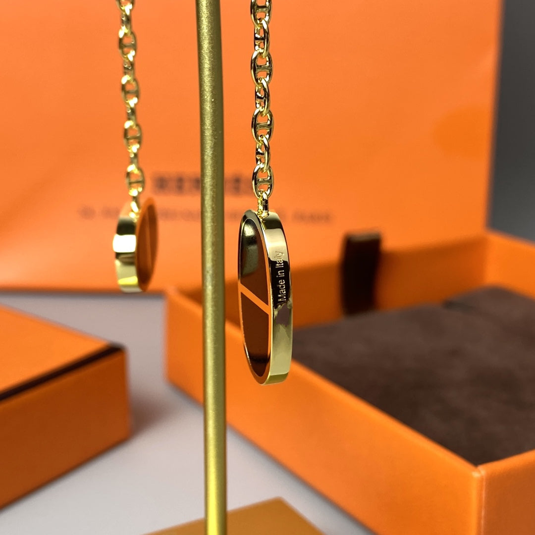 [✨ROSE✨]CHAINE VERSO BLACK CERAMIC EARRINGS