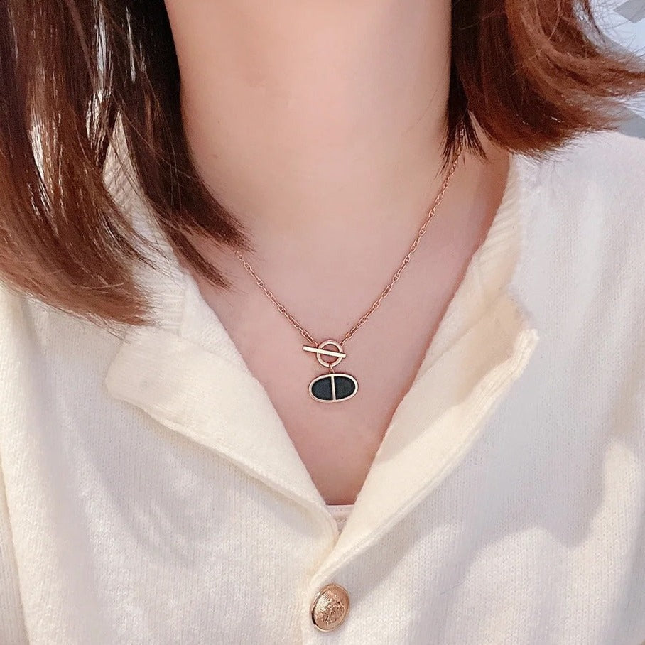 [✨ROSE✨]CHAINE VERSO BLACK CERAMIC NECKLACE