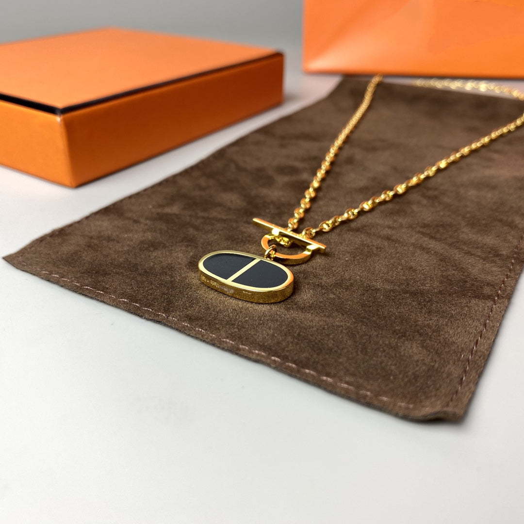 [✨ROSE✨]CHAINE VERSO BLACK CERAMIC NECKLACE