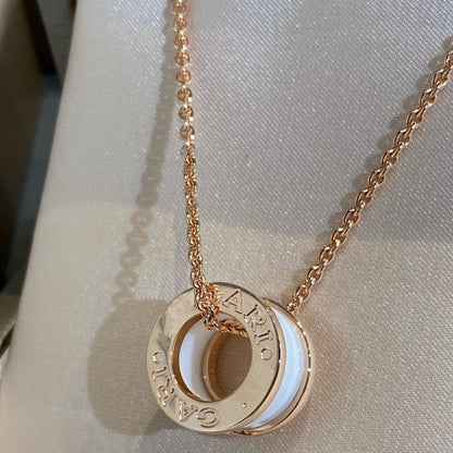 [✨ROSE✨]ZERO 1 WHITE CERAMIC PINK GOLD NECKLACE