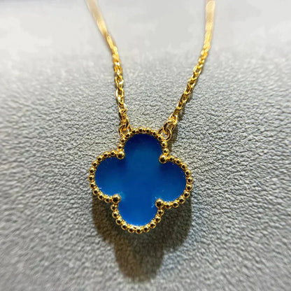 [✨ROSE✨]CLOVER 15MM BLUE AGATE NECKLACE