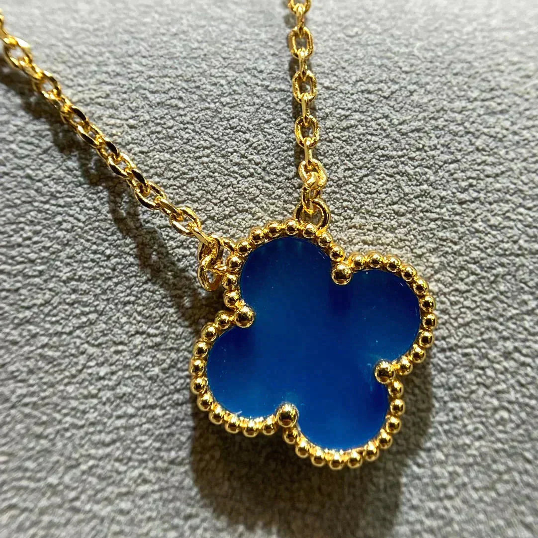 [✨ROSE✨]CLOVER 15MM BLUE AGATE NECKLACE