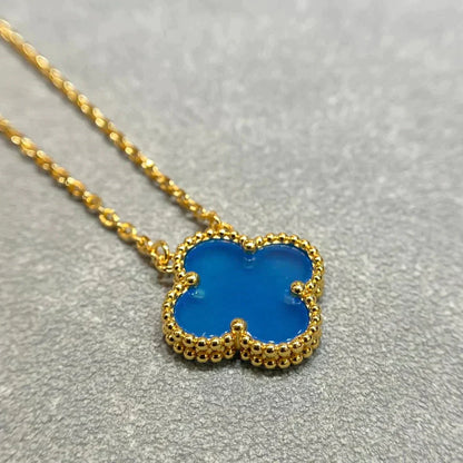 [✨ROSE✨]CLOVER 15MM BLUE AGATE NECKLACE