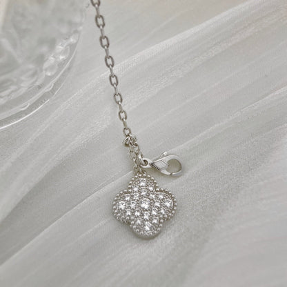 [✨ROSE✨]CLOVER 5 MOTIFS SILVER DIAMONDS NECKLACE