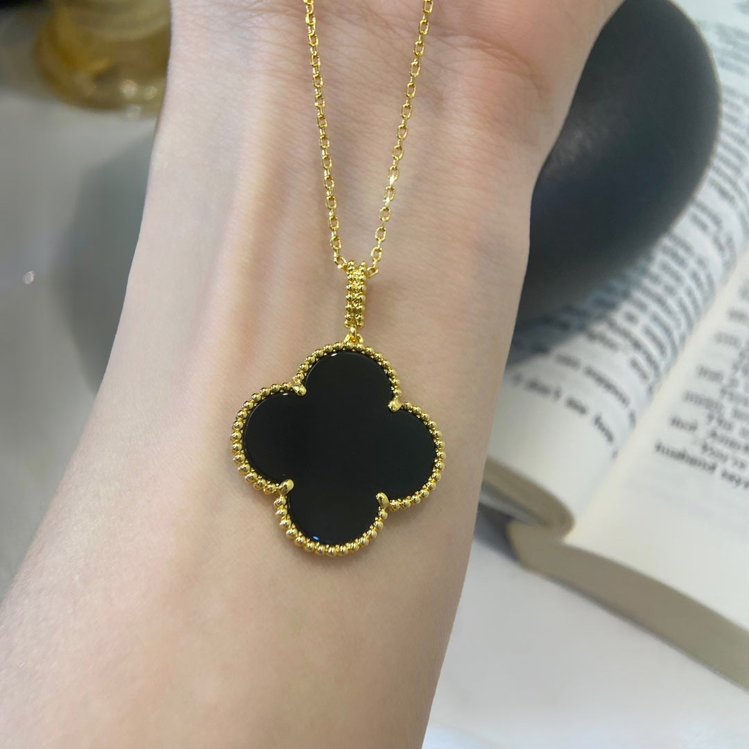 [✨ROSE✨]CLOVER 25MM NECKLACE GOLD ONYX