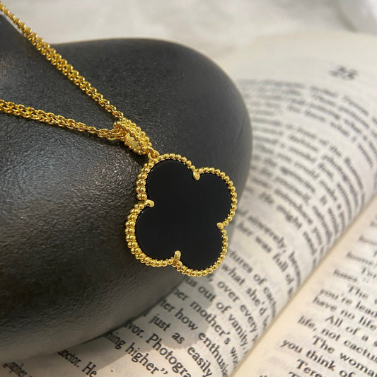 [✨ROSE✨]CLOVER 25MM NECKLACE GOLD ONYX