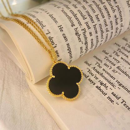 [✨ROSE✨]CLOVER 25MM NECKLACE GOLD ONYX