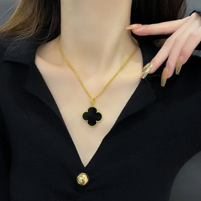 [✨ROSE✨]CLOVER 25MM NECKLACE GOLD ONYX