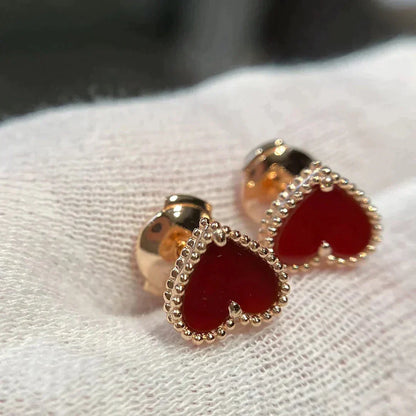 [✨ROSE✨]HEART CARNELIAN STUD EARRINGS
