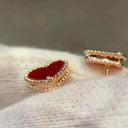 [✨ROSE✨]HEART CARNELIAN STUD EARRINGS