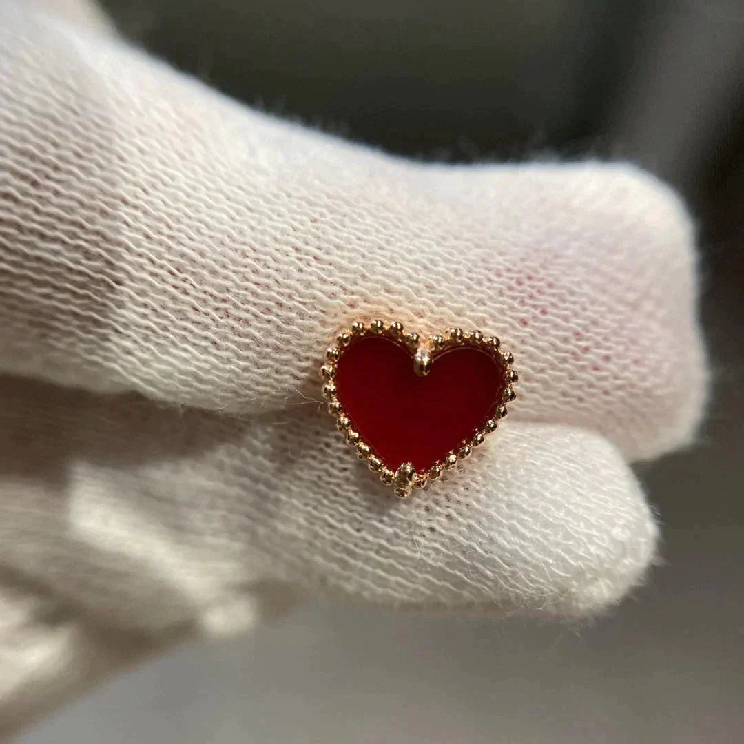 [✨ROSE✨]HEART CARNELIAN STUD EARRINGS