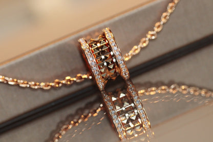 [✨ROSE✨]ZERO 1 ROCK PEDANT PINK GOLD NECKLACE