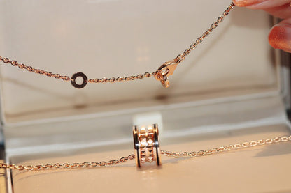 [✨ROSE✨]ZERO 1 ROCK PEDANT PINK GOLD BLACK NECKLACE