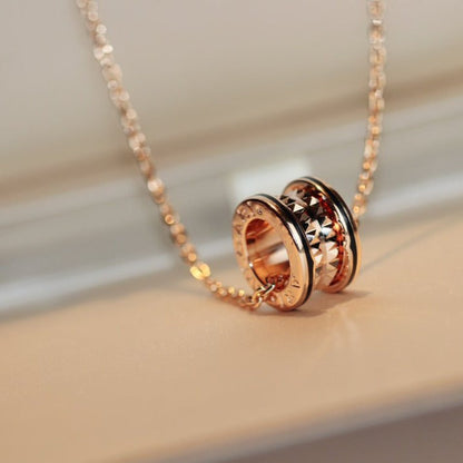 [✨ROSE✨]ZERO 1 ROCK PEDANT PINK GOLD BLACK NECKLACE