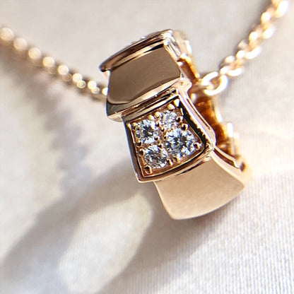 [✨ROSE✨]SERPENTI PEDANT DIAMOND PINK GOLD NECKLACE