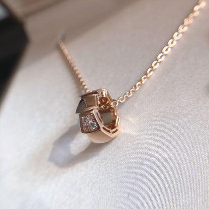 [✨ROSE✨]SERPENTI PEDANT DIAMOND PINK GOLD NECKLACE