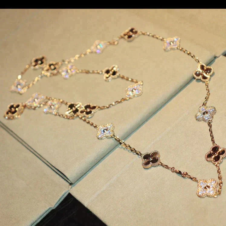 [✨ROSE✨]CLOVER 20 MOTIFS LASER DIAMOND NECKLACE