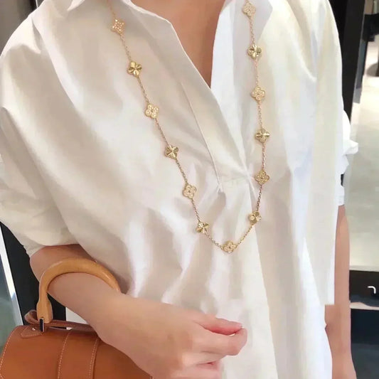 [✨ROSE✨]CLOVER 20 MOTIFS LASER DIAMOND NECKLACE