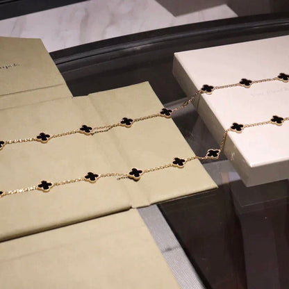 [✨ROSE✨]CLOVER 20 MOTIFS ONYX NECKLACE