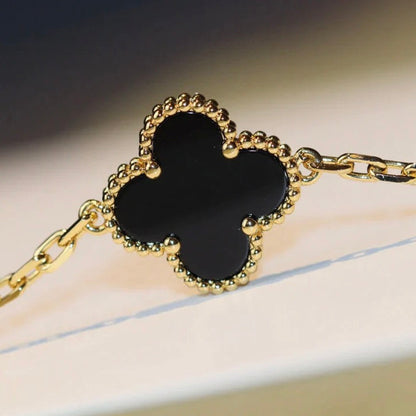 [✨ROSE✨]CLOVER 20 MOTIFS ONYX NECKLACE
