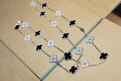 [✨ROSE✨]CLOVER 20 MOTIFS ONYX DIAMOND SILVER