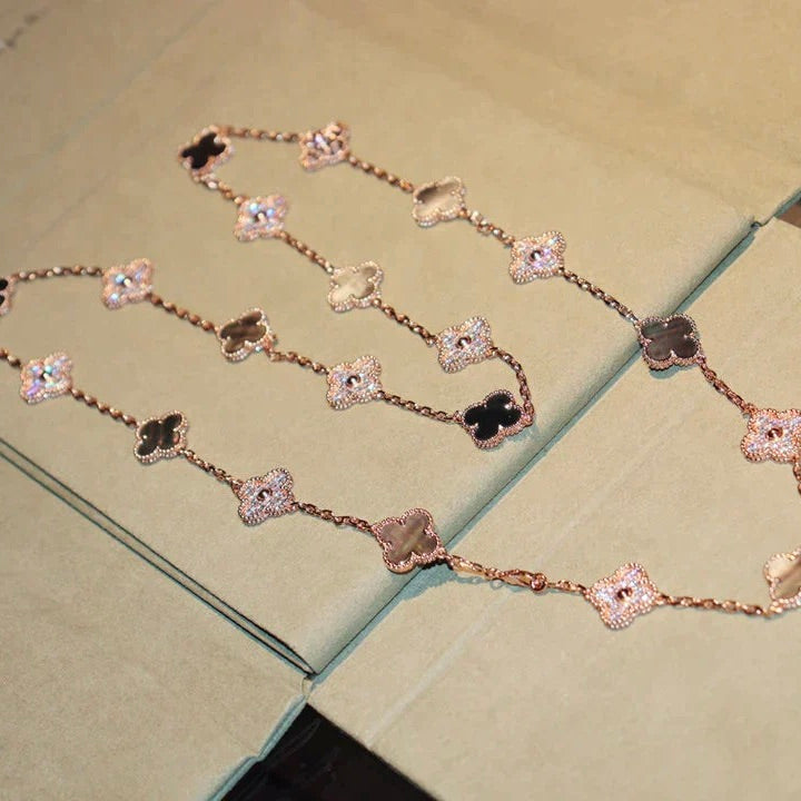 [✨ROSE✨]CLOVER 20 MOTIFS DARK MOP DIAMOND  NECKLACE